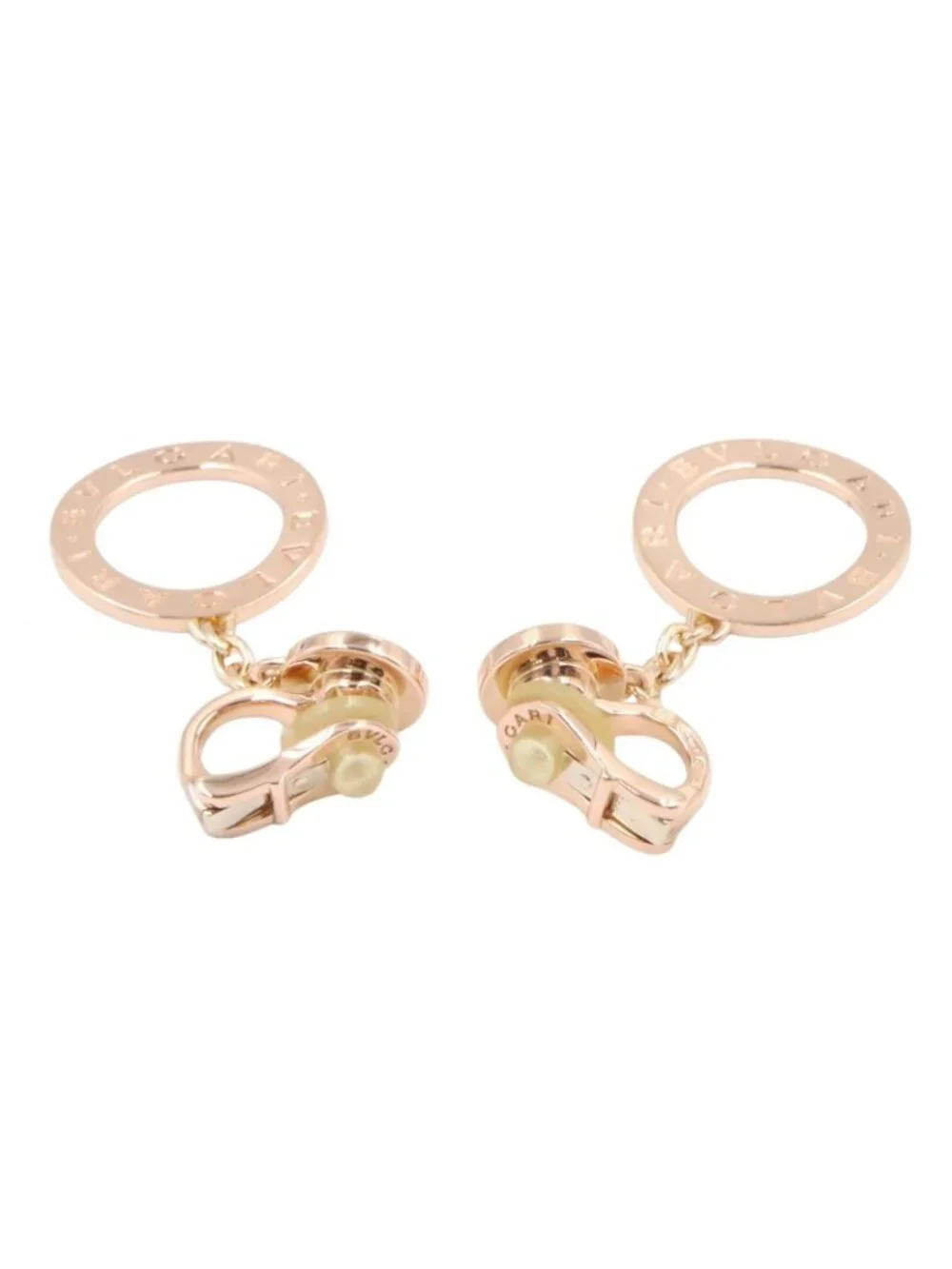 Bvlgari Earrings Pave Diamond 18K Pink Gold